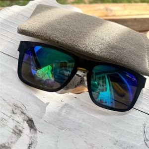 Panama Jack Black Yellow Polarized Mens Sunglasses w Case Pouch Bag